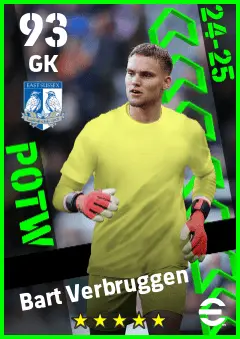 Bart Verbruggen eFootball 2026 player card — 93 OVR GK