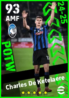Charles De Ketelaere eFootball 2026 player card — 93 OVR AMF