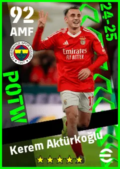 Kerem Akturkoglu eFootball 2026 player card — 92 OVR AMF