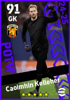 Caoimhin Kelleher eFootball 2026 player card — 91 OVR GK