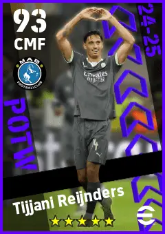Tijjani Reijnders eFootball 2026 player card — 93 OVR CMF