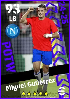 Miguel Gutierrez eFootball 2026 player card — 93 OVR LB