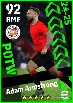Adam Armstrong eFootball 2026 player card — 92 OVR RMF
