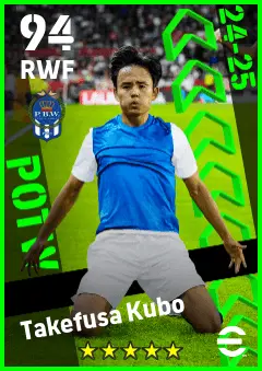 Takefusa Kubo eFootball 2026 player card — 94 OVR RWF