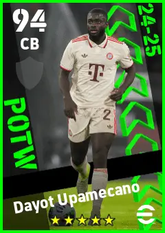 Dayot Upamecano eFootball 2026 player card — 94 OVR CB