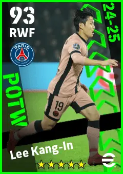 Lee Kang-In eFootball 2026 player card — 93 OVR RWF