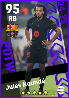 Jules Kounde eFootball 2026 player card — 95 OVR RB