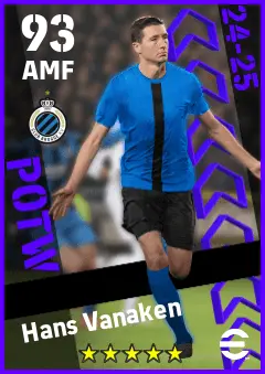Hans Vanaken eFootball 2026 player card — 93 OVR AMF