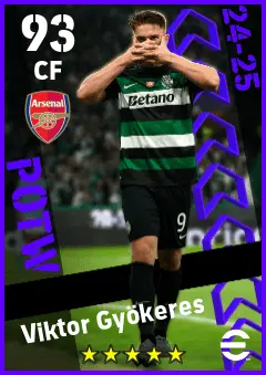 Viktor Gyokeres eFootball 2026 player card — 93 OVR CF