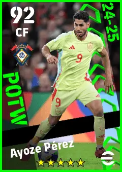 Ayoze Perez eFootball 2026 player card — 92 OVR CF