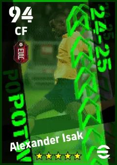 Alexander Isak eFootball 2026 player card — 94 OVR CF