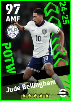Jude Bellingham eFootball 2026 player card — 97 OVR AMF