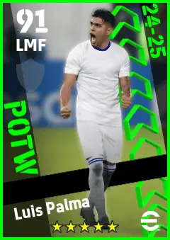 Luis Palma eFootball 2026 player card — 91 OVR LMF