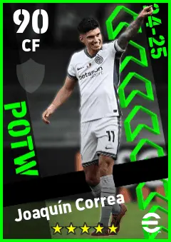 Joaquin Correa eFootball 2026 player card — 90 OVR CF