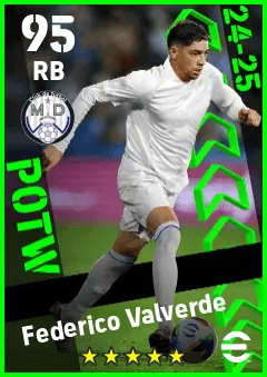 Federico Valverde eFootball 2026 player card — 95 OVR RB