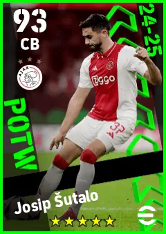 Josip Sutalo eFootball 2026 player card — 93 OVR CB