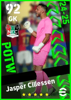 Jasper Cillessen eFootball 2026 player card — 92 OVR GK