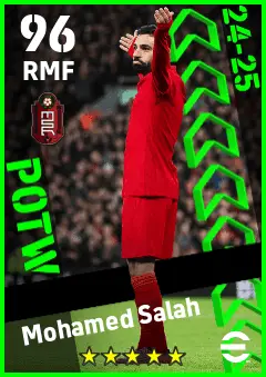 Mohamed Salah eFootball 2026 player card — 96 OVR RMF