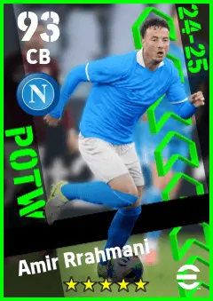 Amir Rrahmani eFootball 2026 player card — 93 OVR CB