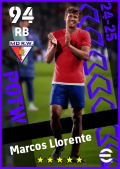 Marcos Llorente eFootball 2026 player card — 94 OVR RB