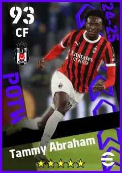 Tammy Abraham eFootball 2026 player card — 93 OVR CF
