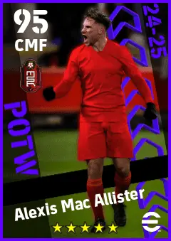 Alexis Mac Allister eFootball 2026 player card — 95 OVR CMF