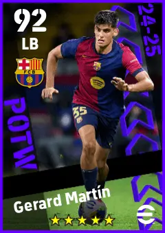 Gerard Martin eFootball 2026 player card — 92 OVR LB