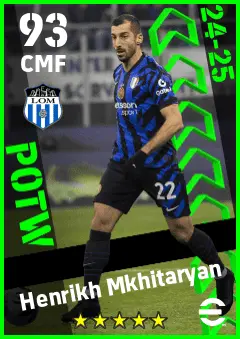 Henrikh Mkhitaryan eFootball 2026 player card — 93 OVR CMF