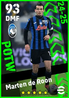 Marten de Roon eFootball 2026 player card — 93 OVR DMF
