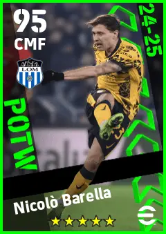 Nicolo Barella eFootball 2026 player card — 95 OVR CMF