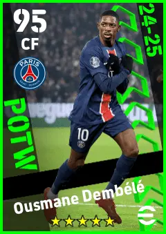 Ousmane Dembele eFootball 2026 player card — 95 OVR CF