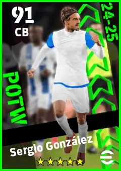 Sergio Gonzalez eFootball 2026 player card — 91 OVR CB
