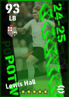 Lewis Hall eFootball 2026 player card — 93 OVR LB