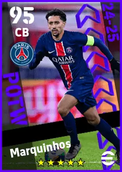 Marquinhos eFootball 2026 player card — 95 OVR CB