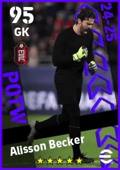 Alisson Becker eFootball 2026 player card — 95 OVR GK