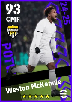 Weston McKennie eFootball 2026 player card — 93 OVR CMF