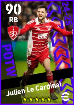 Julien Le Cardinal eFootball 2026 player card — 90 OVR RB