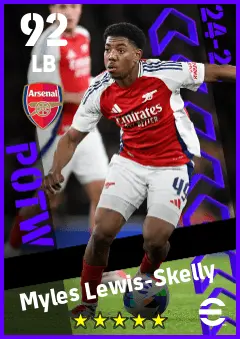 Myles Lewis-Skelly eFootball 2026 player card — 92 OVR LB