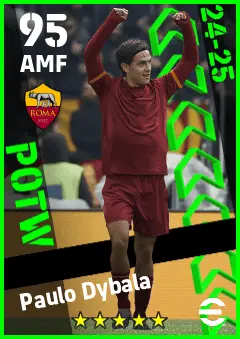 Paulo Dybala eFootball 2026 player card — 95 OVR AMF