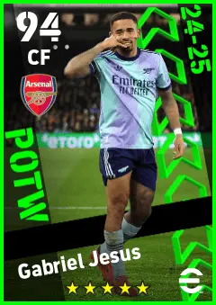 Gabriel Jesus eFootball 2026 player card — 94 OVR CF