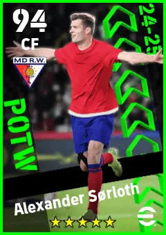 Alexander Sorloth eFootball 2026 player card — 94 OVR CF