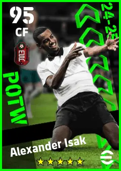 Alexander Isak eFootball 2026 player card — 95 OVR CF