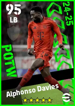 Alphonso Davies eFootball 2026 player card — 95 OVR LB