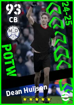Dean Huijsen eFootball 2026 player card — 93 OVR CB