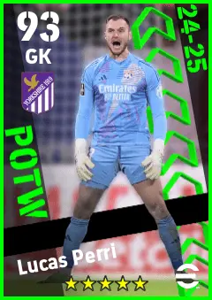 Lucas Perri eFootball 2026 player card — 93 OVR GK