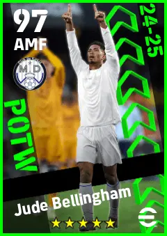 Jude Bellingham eFootball 2026 player card — 97 OVR AMF