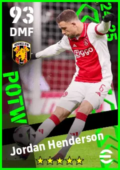 Jordan Henderson eFootball 2026 player card — 93 OVR DMF