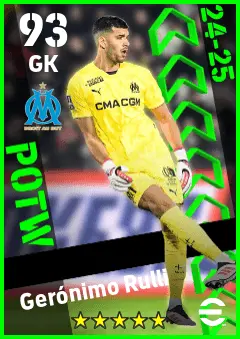 Geronimo Rulli eFootball 2026 player card — 93 OVR GK