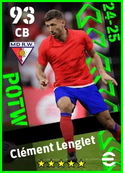 Clement Lenglet eFootball 2026 player card — 93 OVR CB