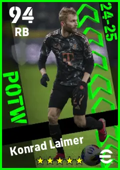 Konrad Laimer eFootball 2026 player card — 94 OVR RB